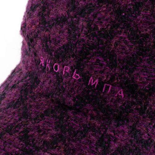 Кепка Дозорный 22 пальтовая фиолетовые ромбы на черном (шерсть / мохер) фото 3