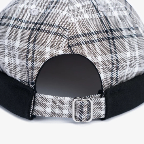 Докер портовый 25 коричнево-белая клетка / черный фактурный хлопок фото 3