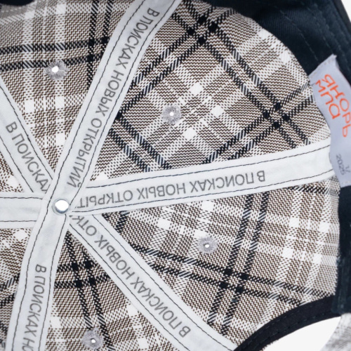 Докер портовый 25 коричнево-белая клетка / черный фактурный хлопок фото 4