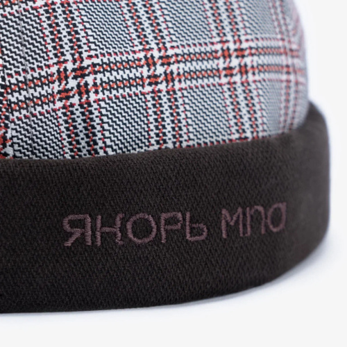 Докер портовый 25 черно-оранжевая клетка / темно-бронзовый хлопок фото 2